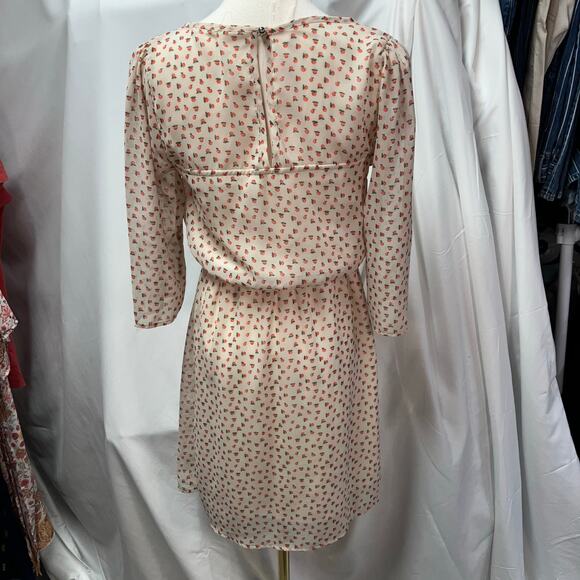 Everly Womens Small 3/4 Sleeve Dress Peach Print Cute Kidcore‎ Boutique - Picture 4 of 14